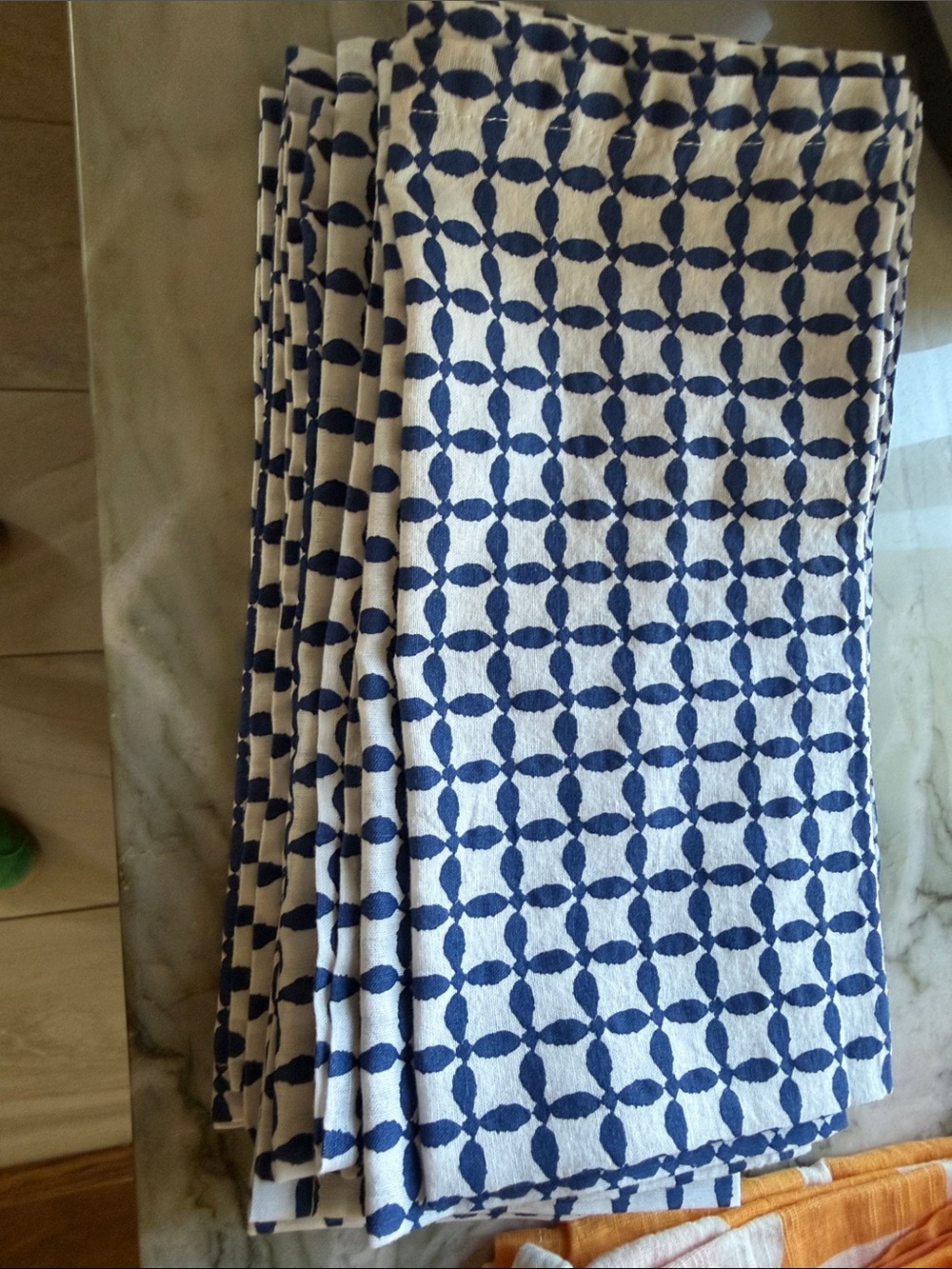Cost Plus World Market Blue and White Geometric Dinner Napkins